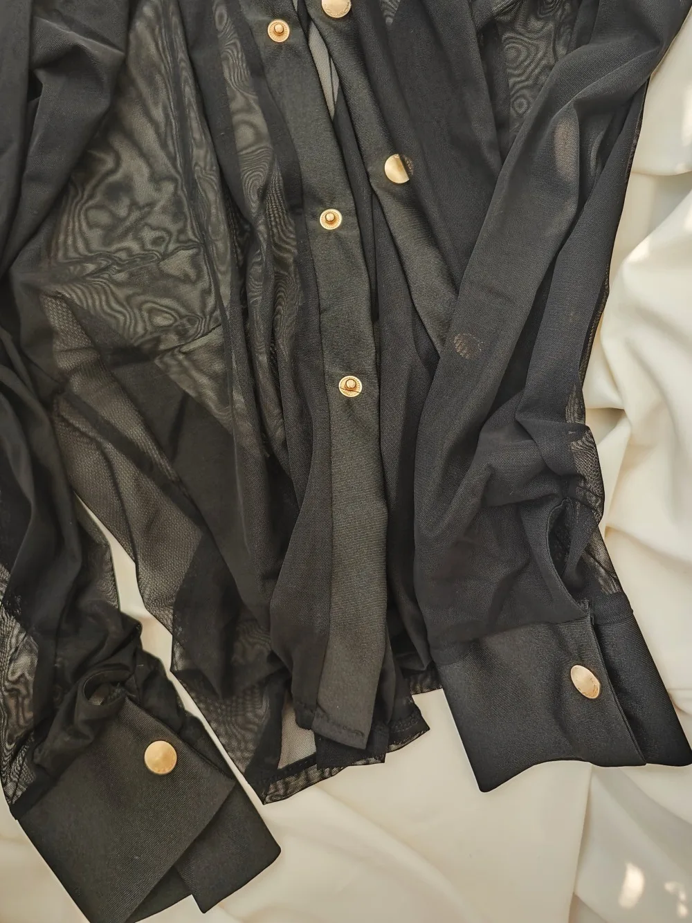 Men's See Through Long Sleeve Button Front Collar Neck Mesh Shirt Top High Elastic Dance Shirt Sexy Costume Party Stage Wear