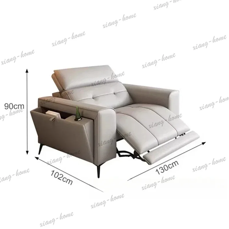 FG Premium Genuine Leather Power Reclining Sofa, Adjustable Headrests with USB, Side Storage & Cup Holders