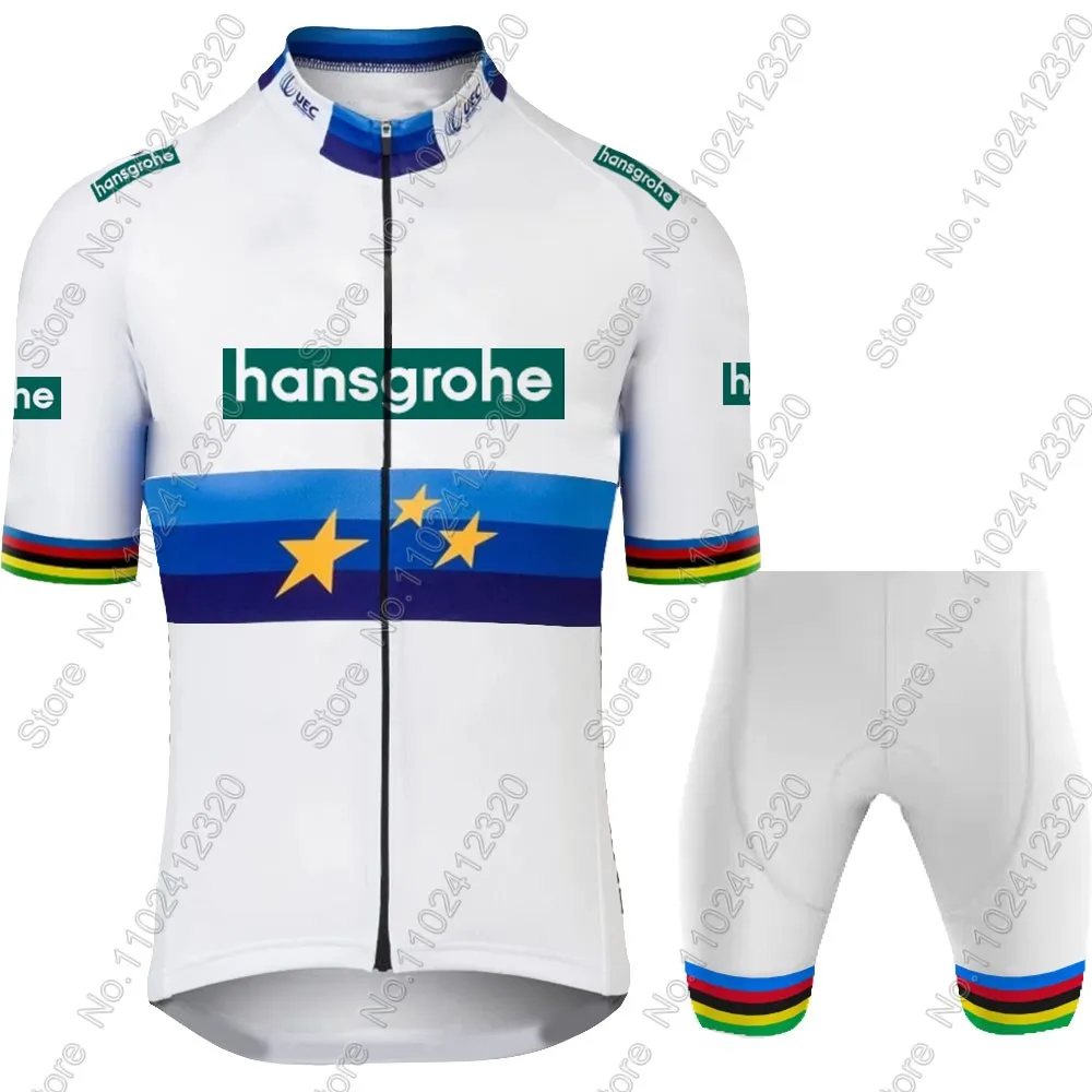 Boraful Hansgrohe 2025 فريق الأوروبي الدراجات جيرسي مجموعة Primoz Roglic WhiteClothing الطريق دراجة قمصان دعوى دراجة مريلة السراويل الجبلية