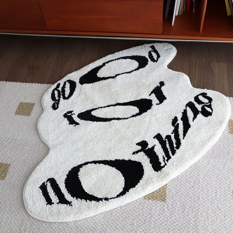 Irregular Tufting Letters Rug Long Bedside Mat Soft Bedroom Living Room Carpet Playmat Floor Pad Aesthetic Home Decor 77x100cm