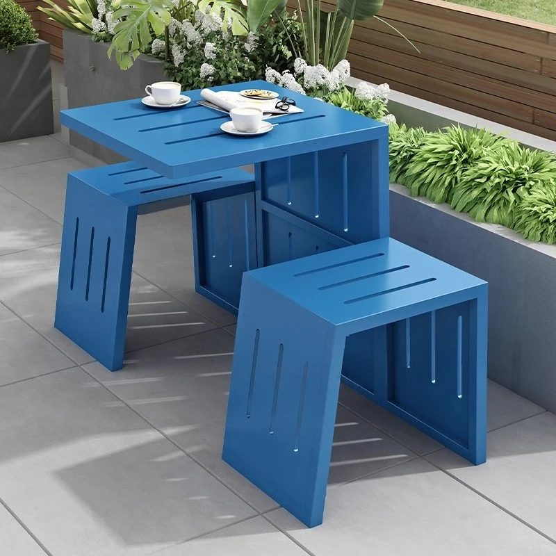 ow& Dopamine Outdoor Set All-Weather Connected Table Commercial Furniture for Trendy Tea Shop Cafe Courtyard*t