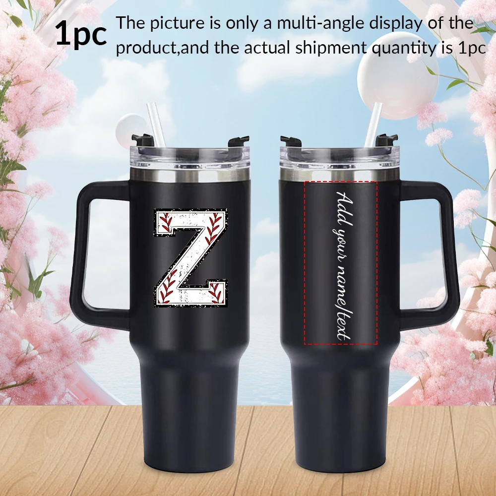 1pc Customized Name Party Cups with Handgrip Large Capacity 40oz Stainless Steel 3d Printed letters Water Bottle Birthday Gift