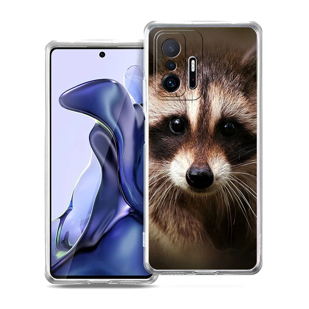 Animal bonito guaxinim transparente caso de telefone para xiaomi mi 11 ultra 12 11t 11x 11i lite poco x3 x4 nfc f3 gt m4 pro 5g casca macia