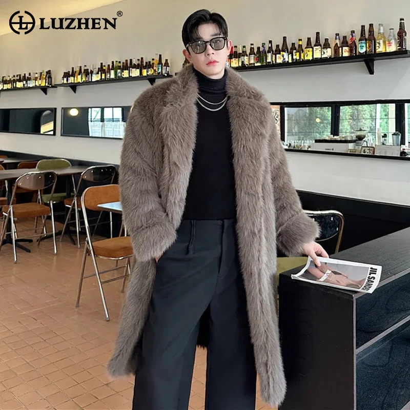 LUZHEN 2024 Winter New Thickening Warm Imitation Fur Coat Trend Modna niszowa długa koreańska męska odzież wierzchnia LZ7985