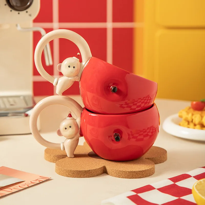Creative Ceramic Mug Apple Design Gift Cup for Home Kitchen Office High Quality Cute Love
