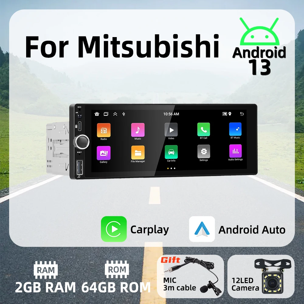 

Carplay Android Auto Android Car Multimedia Player 1 Din Radio for Mitsubishi 6.86" Screen Stereo Head Unit Autoradio Navigation