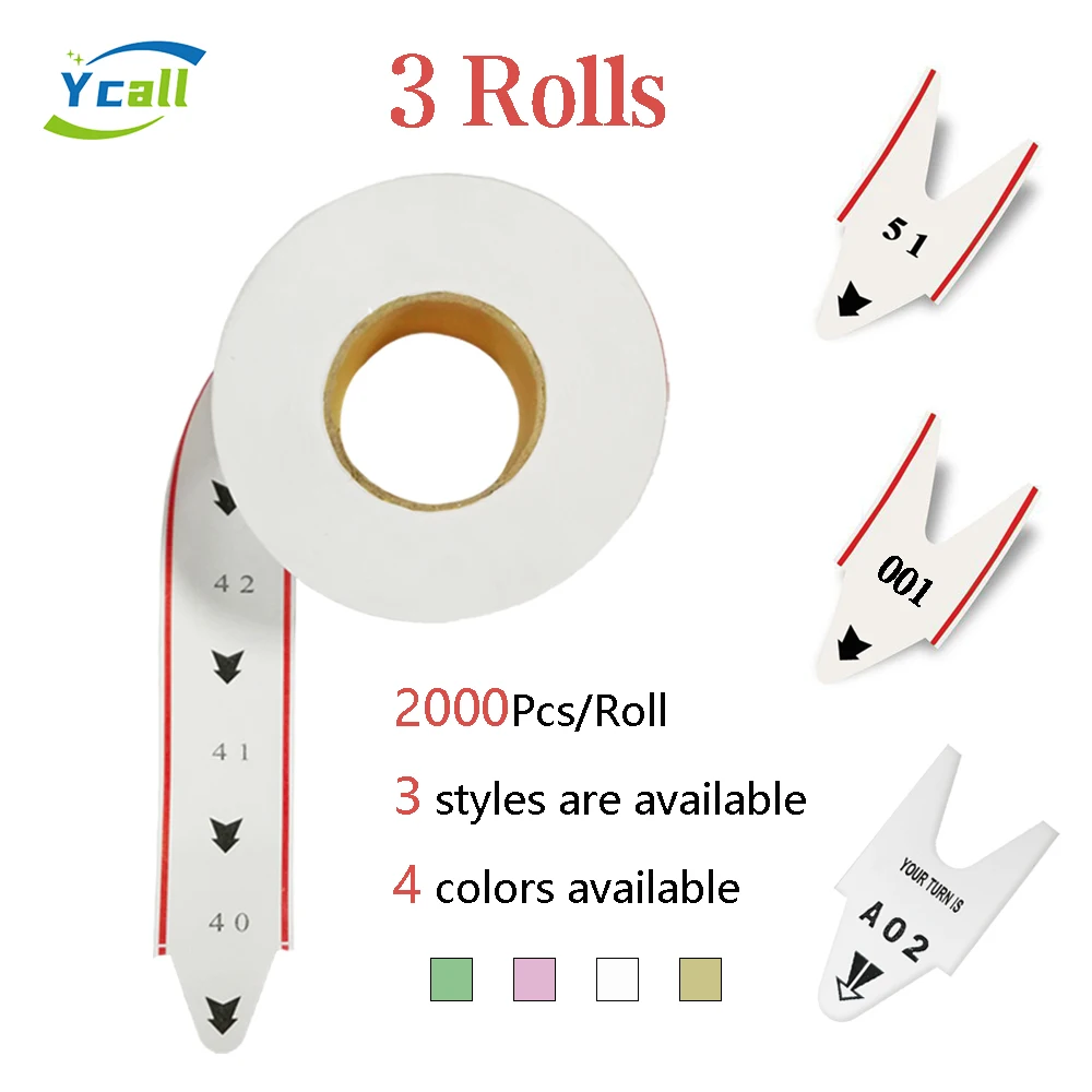 

3 Rolls/Pack Take a Number Tickets 2-3 Digit Turn O Matic for K-T Ticket Dispenser 2000 Labels/Roll for Counter Queuing System