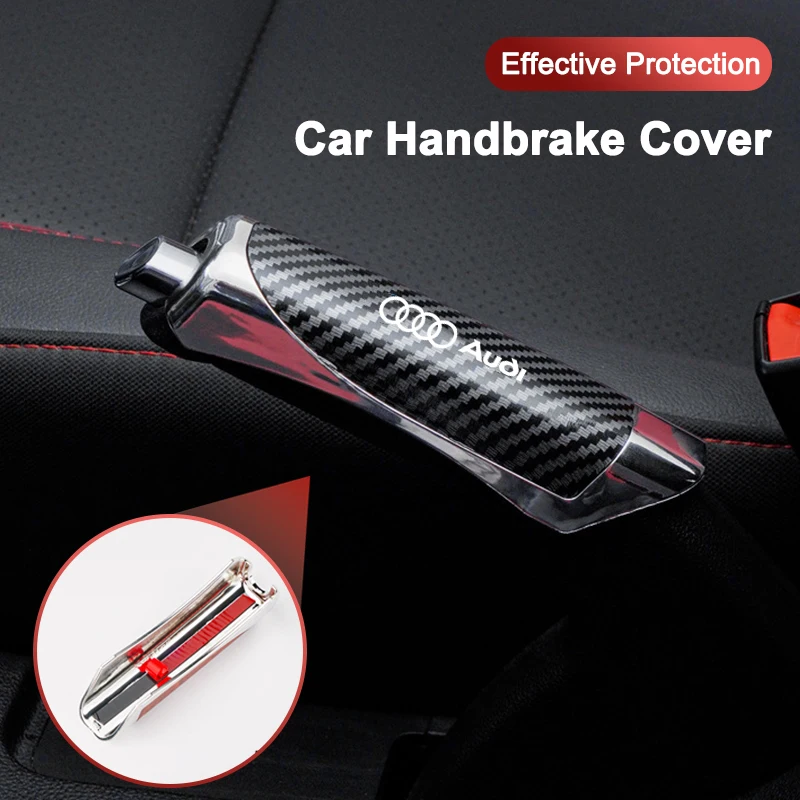 Carbon Fiber Car Leather Handbrake Cover Protective Sleeve Hand Brake Protection Car Interior For Audi RS A4 B7 B8 B9 A3 8P 8V