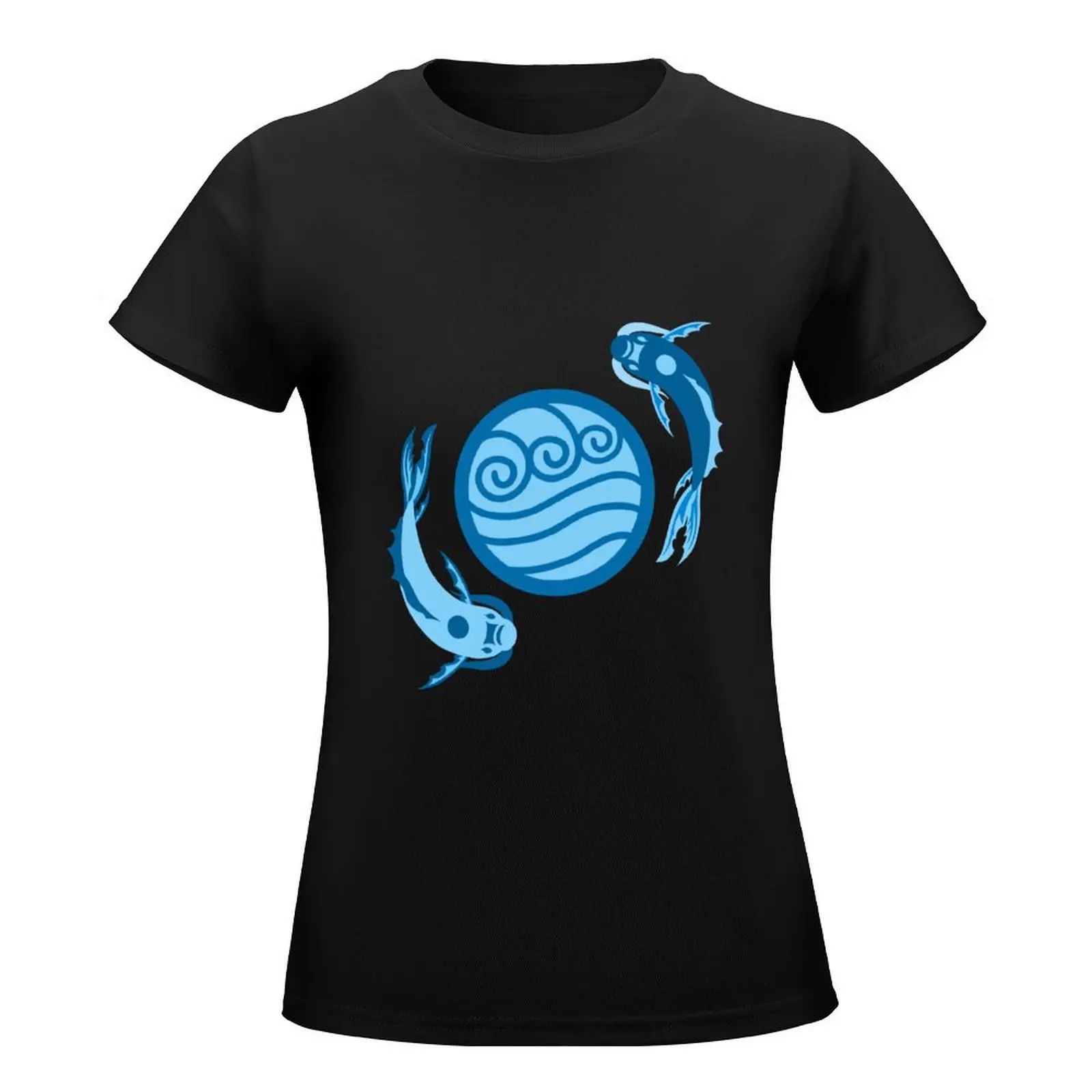 Koi Fish-T-shirt pour femme, chemisier vintage, vêtements pour femmes, grande taille, médicaments, lune et esprits de l'océan