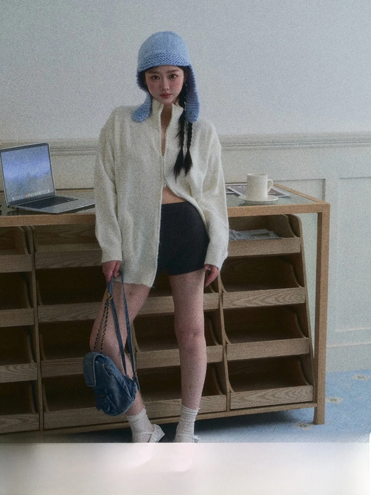 

Оригинальный кардиган Wild R【Daylight】с двойной молнией и высоким воротником, вязаный, на осень-зиму, свитер-жакет