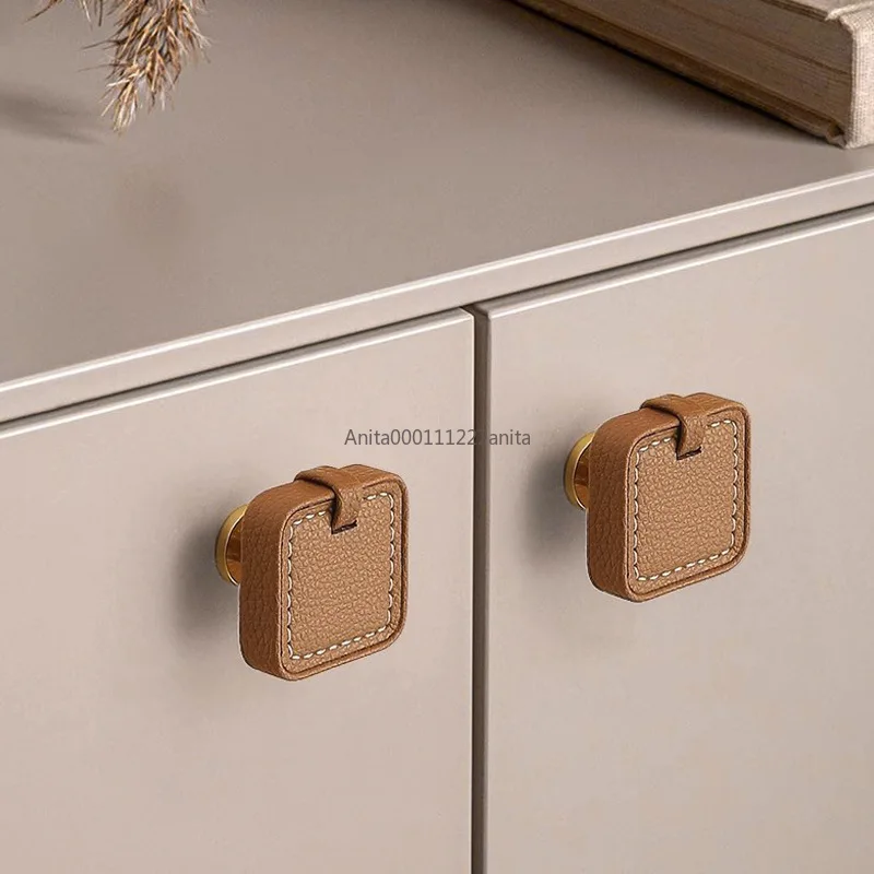 

Ручки и кнобы для шкафов из воловьей кожи, мебельные ручки из цинкового сплава с кожаными вставками, ручки для кухонных шкафов, фурнитура для выдвижных ящиков