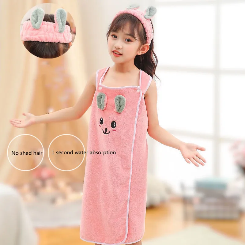 

Children's bathrobe, bath towel, super soft wrapped shower skirt, suitable for girls aged 3-15