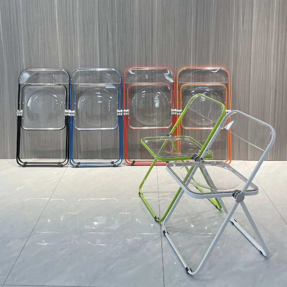 Trendy Acrylic Folding Chair, Transparent Dining Chair for Milk Tea Shop Home Kitchen Photo Prop