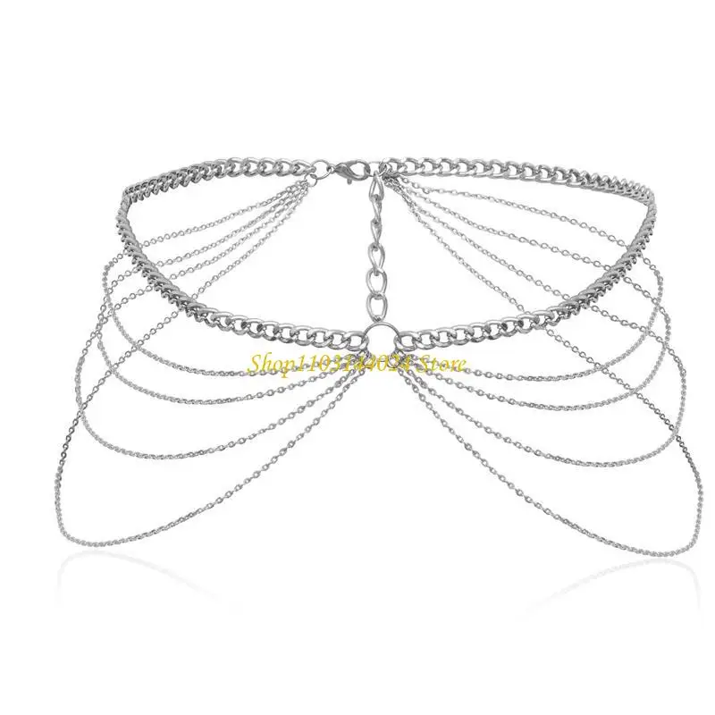N5KE Steampunk Belly Waist Chain Alloy Jeans Belts Rock Motorcycle Locomotive