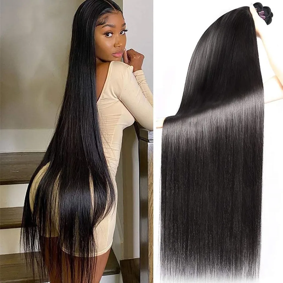 Trenzas de Cabello Humano 15A 26 28 30 32 Pulgadas Hueso Lacio Quick Weave 3 Trenzas Gruesas Remy Virgen Color Natural
