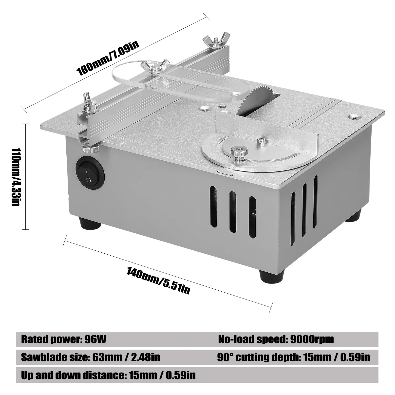 220V/110V Tablesaw 96W Electric Desktop Saws Small Household DIY Sawblade Height Adjustable Cutting Tool Woodworking Machine