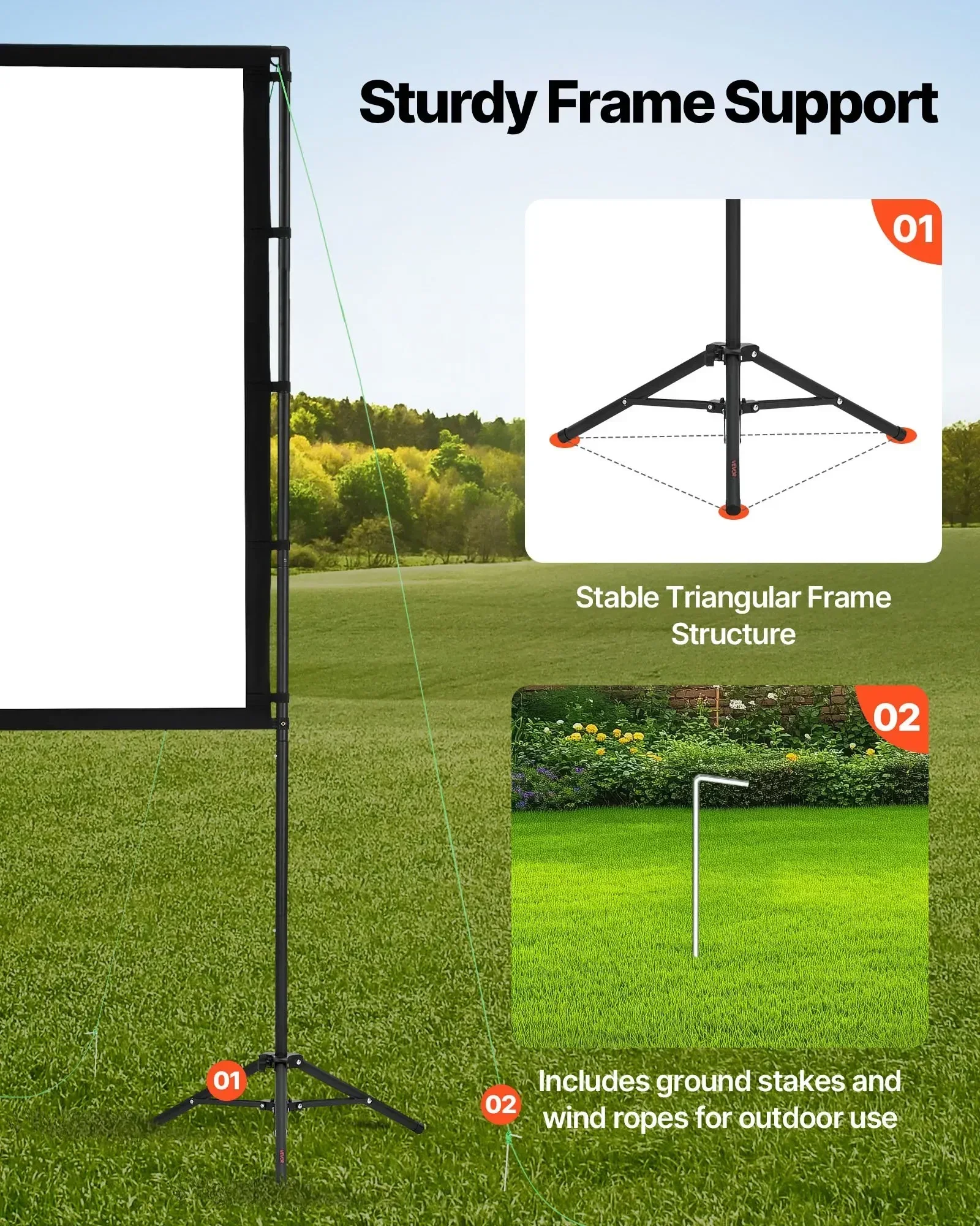 Tripod Projector Screen With 2 Stands 100 Inch 160° Wide Angle 4K HD 16:9 view 3