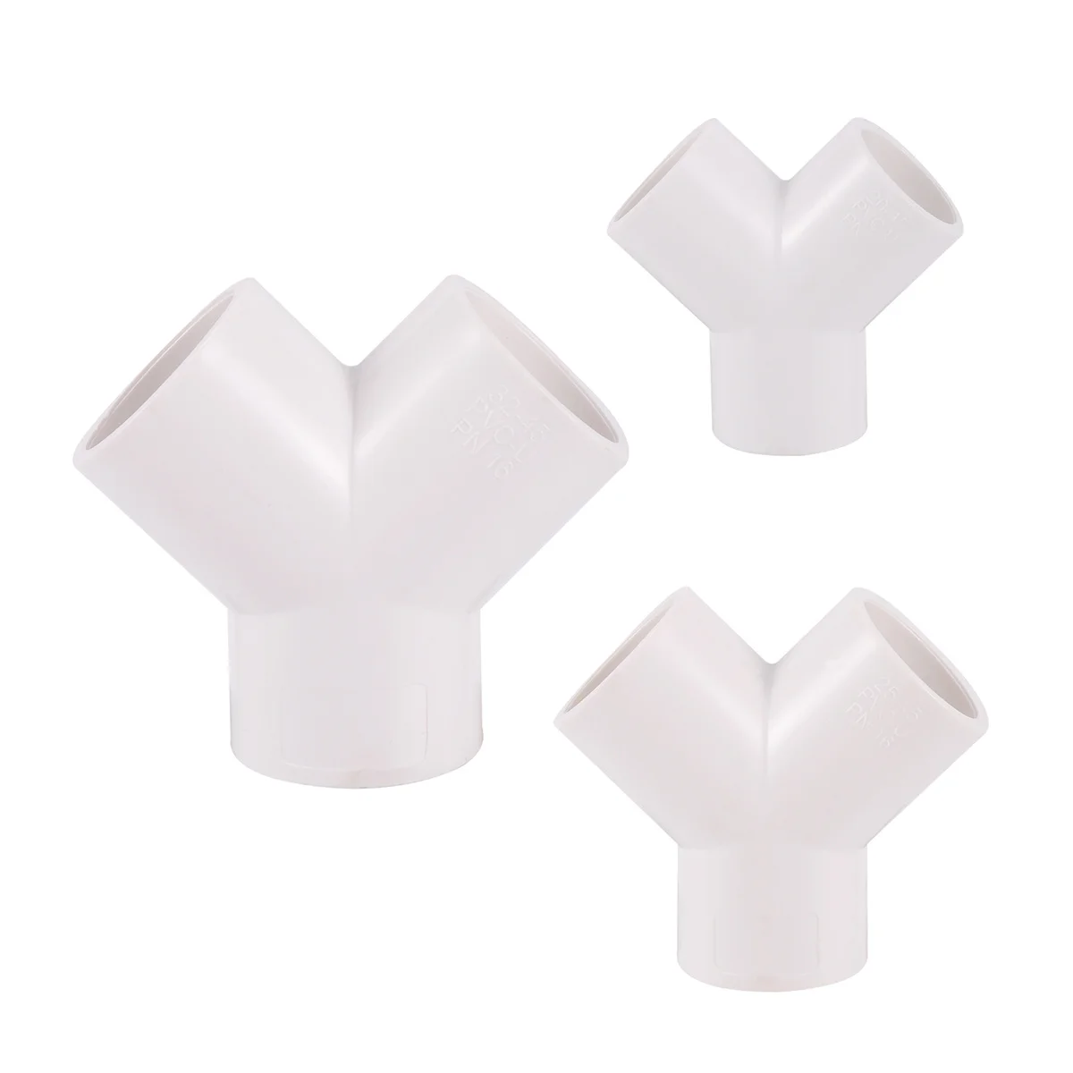 Plastic PVC Y-Shaped Inclined Tee Connector ID 20/25/32mm Water Supply Pipe Bifurcated 3-Way Joint Pipe Fittings White/Blue/Grey