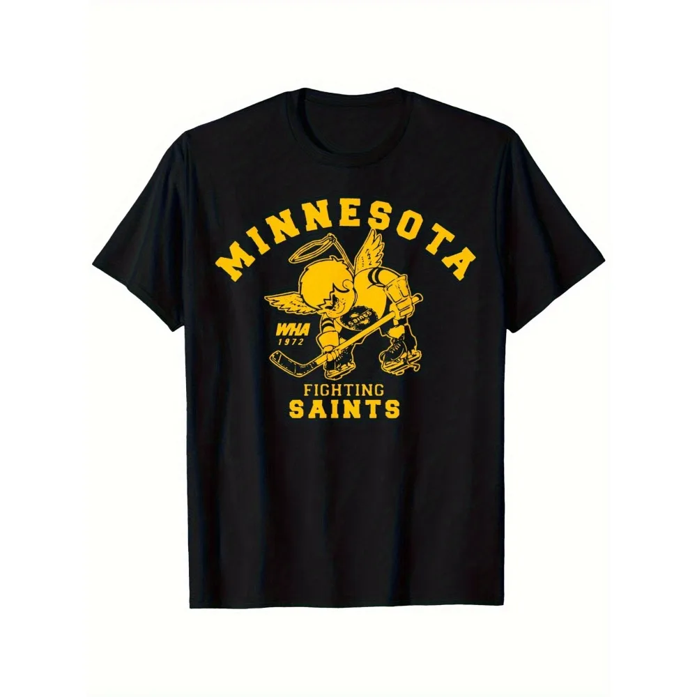 Men's hockey t-shirt men's retro 172 Minnesota Saints wha hockey shirt-retro hockey player with team logo pattern t-shirt soft