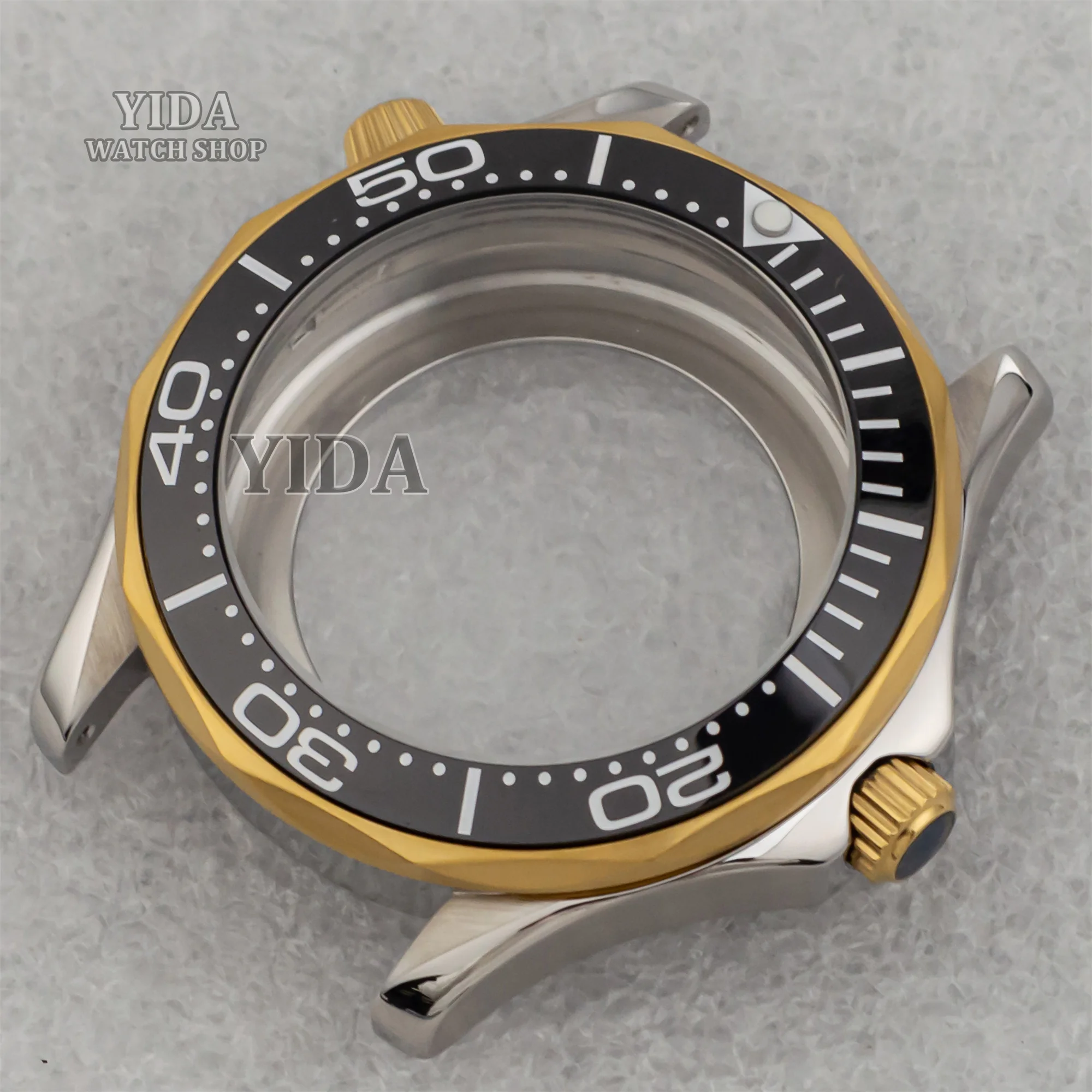 

Silver Gold Watch Case Seamaster 300 Case 41mm NH35 case 10ATM Waterproof Sapphire Glass fit NH35 NH36 Automatic Movement Parts