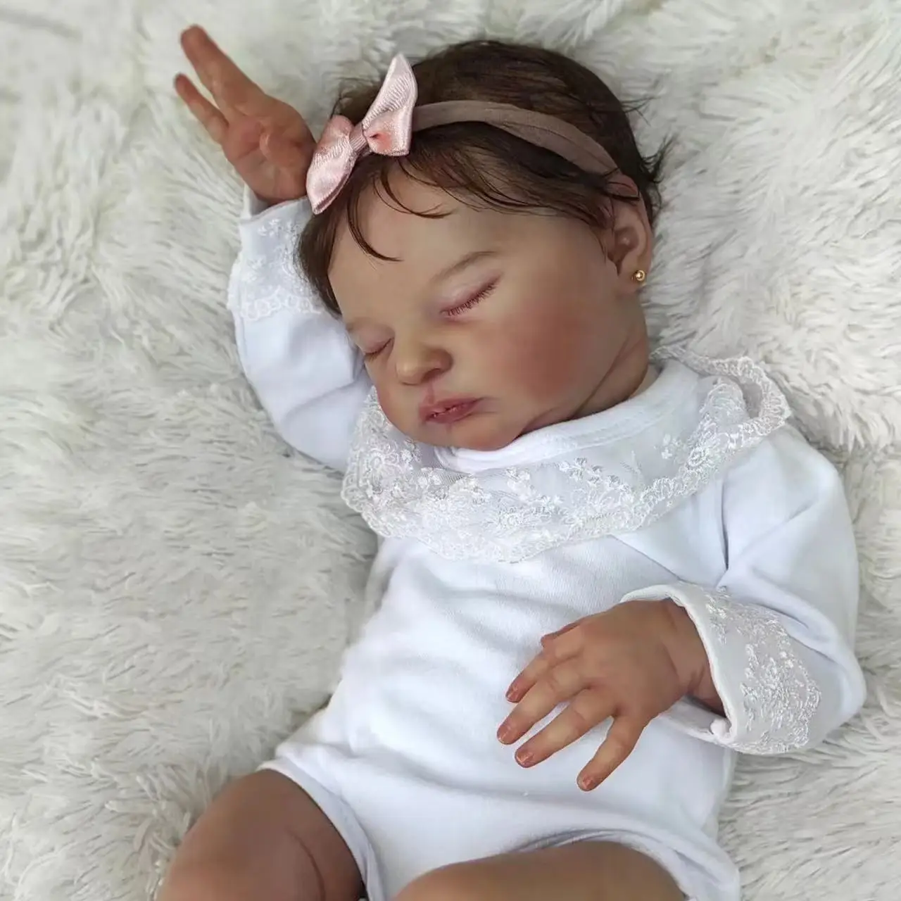 19 inch Laura Reborn Baby Girl Doll Silicone Vinyl Newborn Doll Rooted Hair Kids Playmates Children Birthday Christmas Gift Toy
