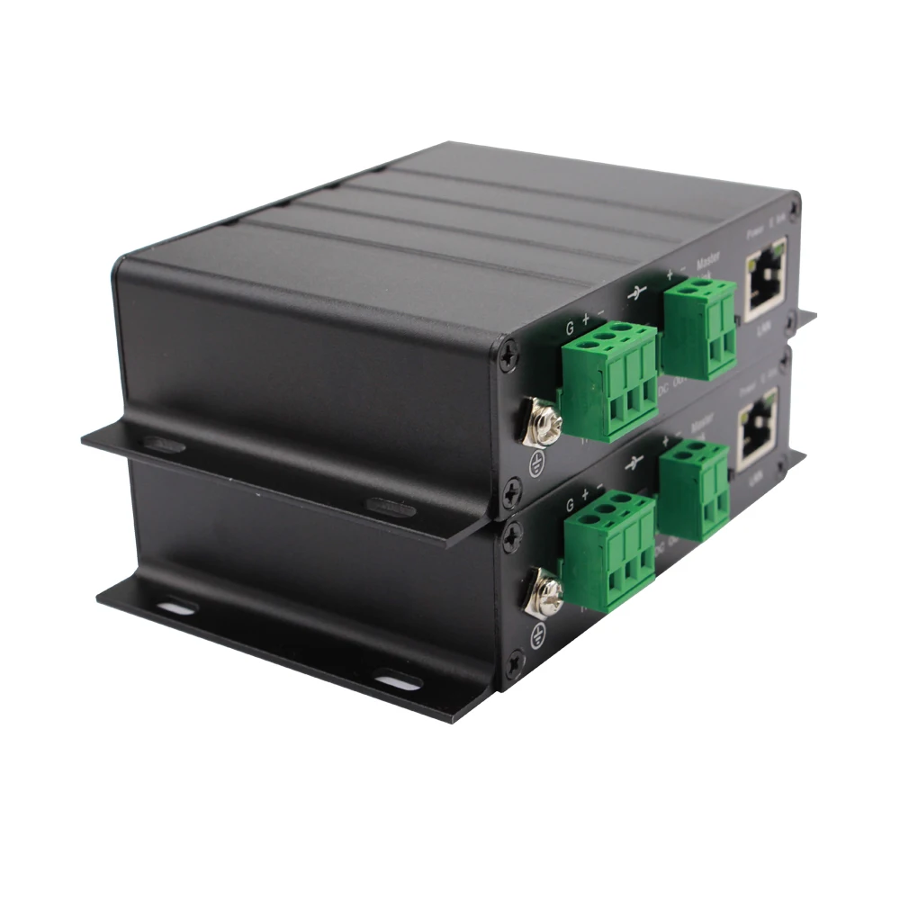 

OEM 10/100 Мбит/с IP-переходной двухпроводной преобразователь 100Base-T UTP в удлинитель витой пары с функцией POC Источник питания постоянного тока 52 В