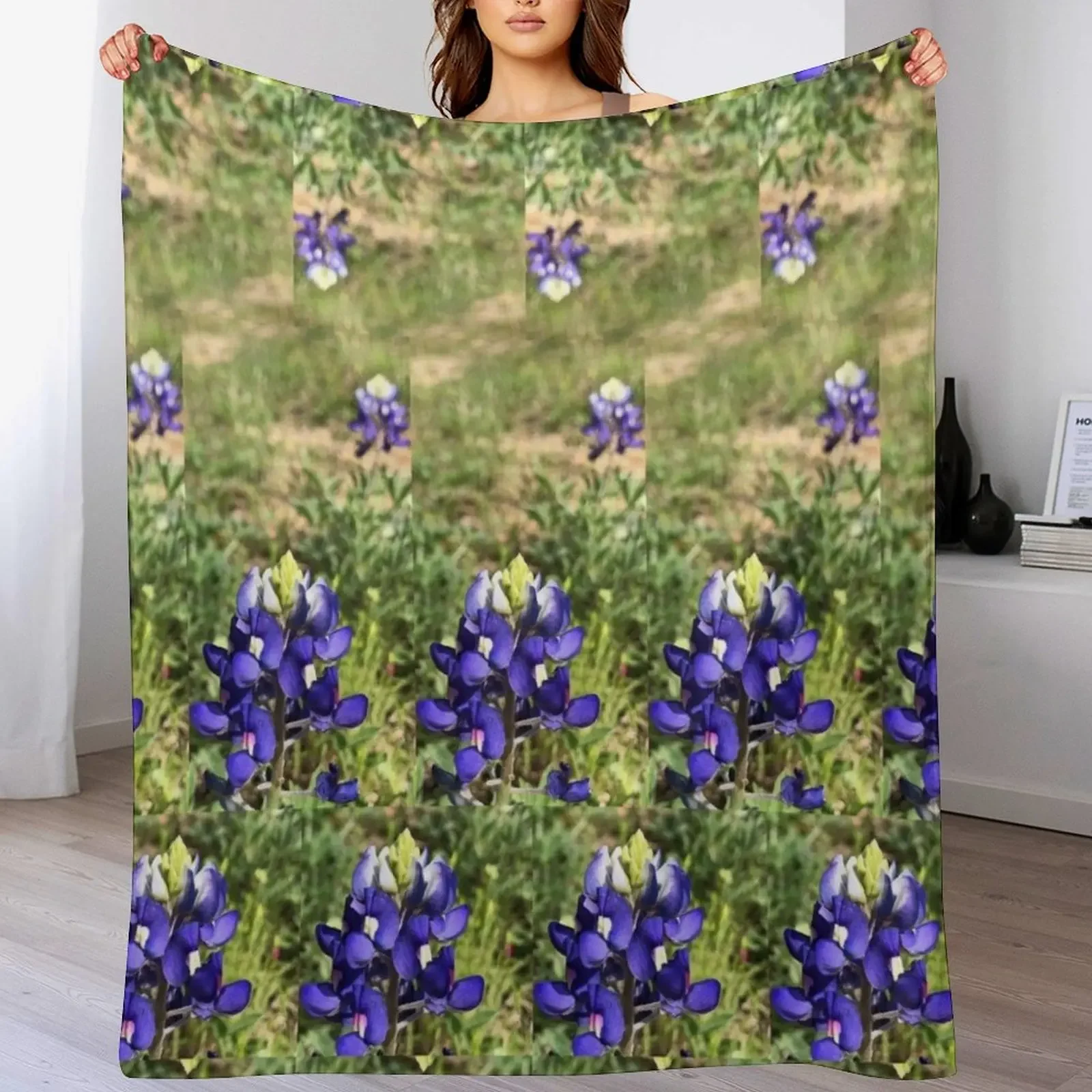 

Field of Bluebonnets Throw Blanket All Season Soft Lightweight Blanket for Home