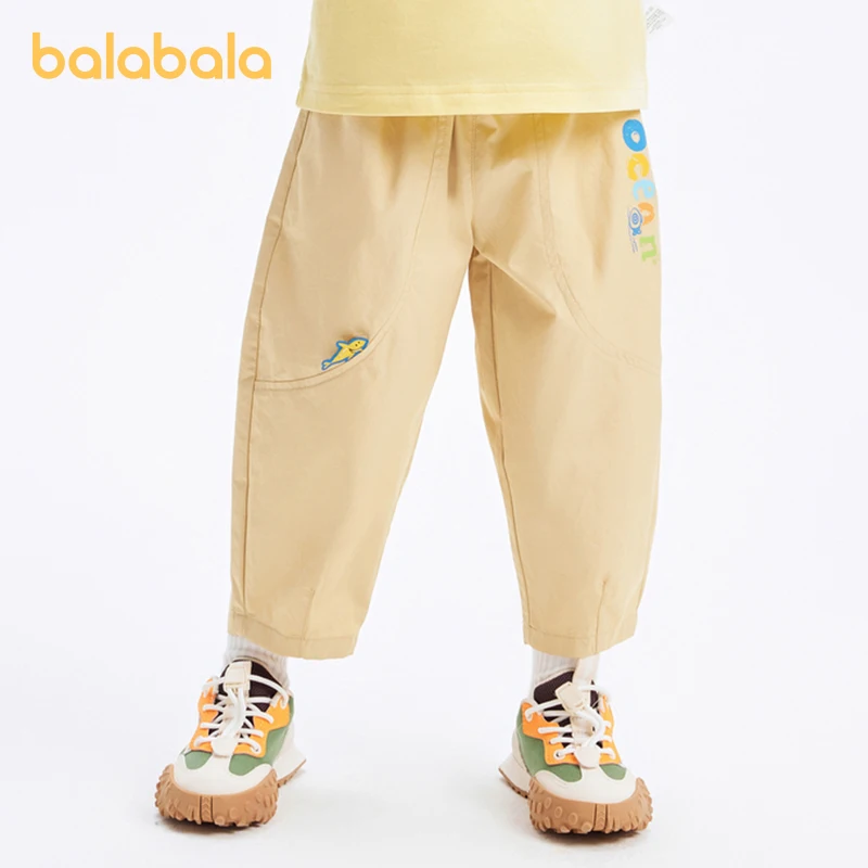 Balabala Children Pants Boys Pants Baby Casual Pants Children Long Pants 2024 Summer New Cotton Carrot Pants