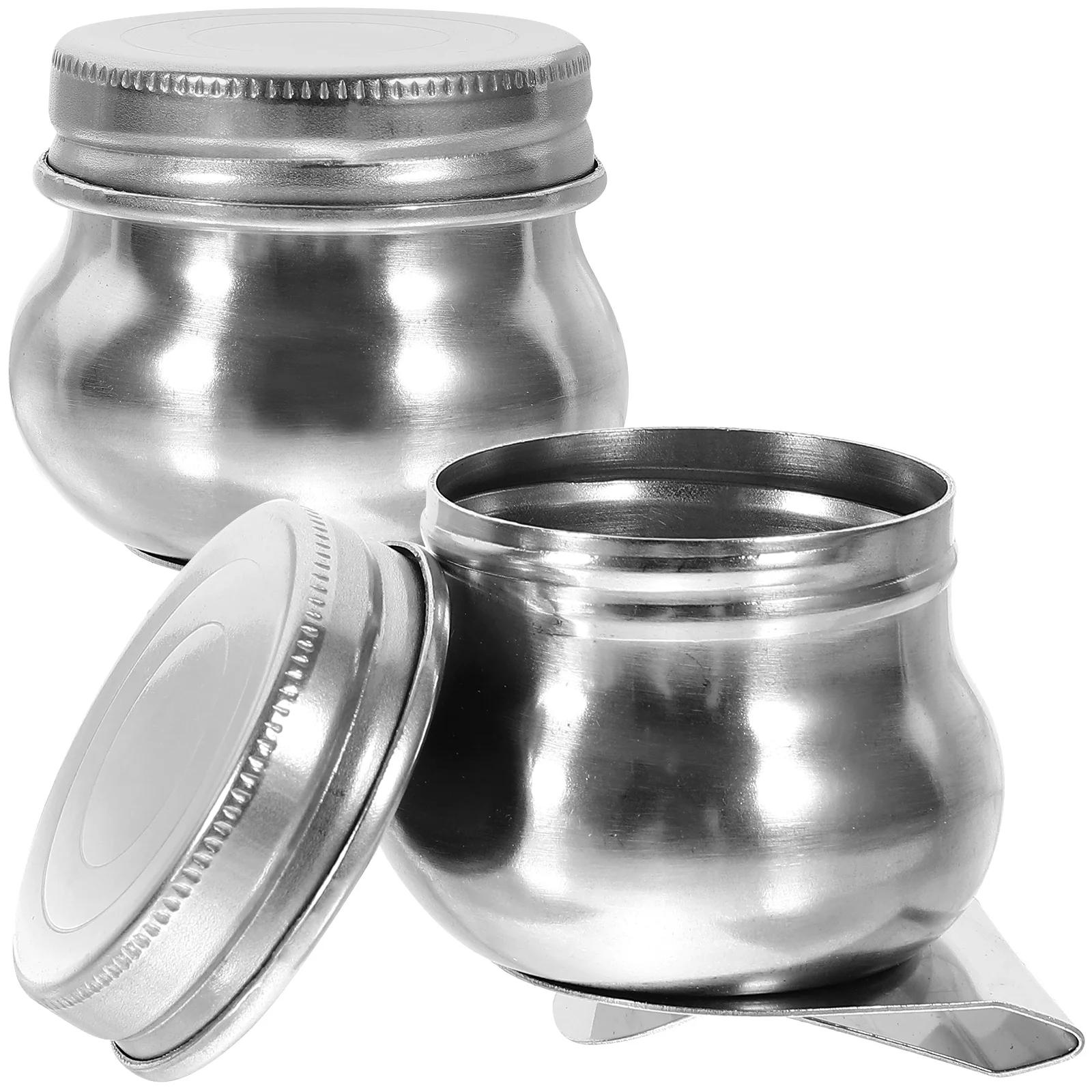 

2pcs Stainless Steel Oil Palette Cup with Lid for Painting Mixing Grease Container Portable Cup Reusable Artists