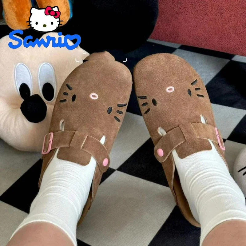 2024 Kawaii Hello Kitty Slippers Anime Cartoon Sanrio Cute Sweet Spring and Autumn Thick Sole Non-slip Slippers for Women Gift