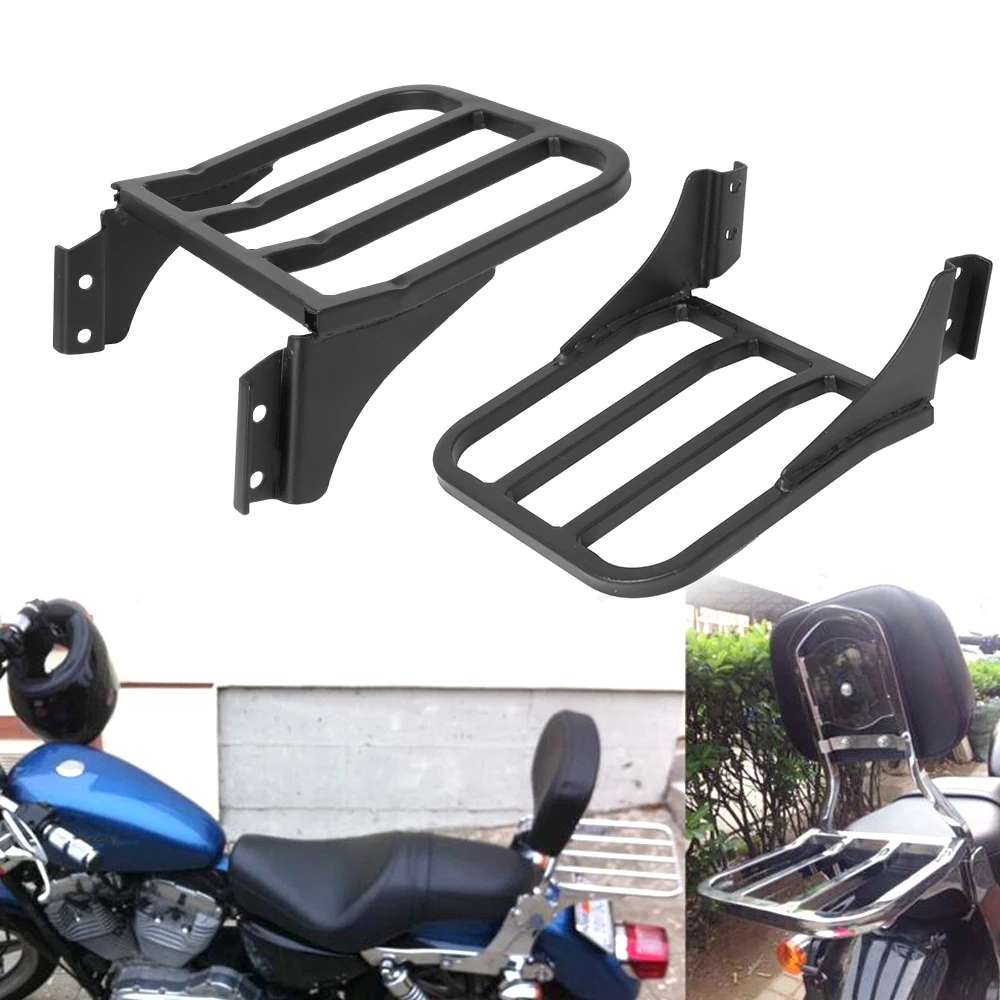

Motorcycle Black Backrest Sissy Bar Luggage Rack For Harley Sportster XL 883 1200 Heritage Softail FLST Dyna