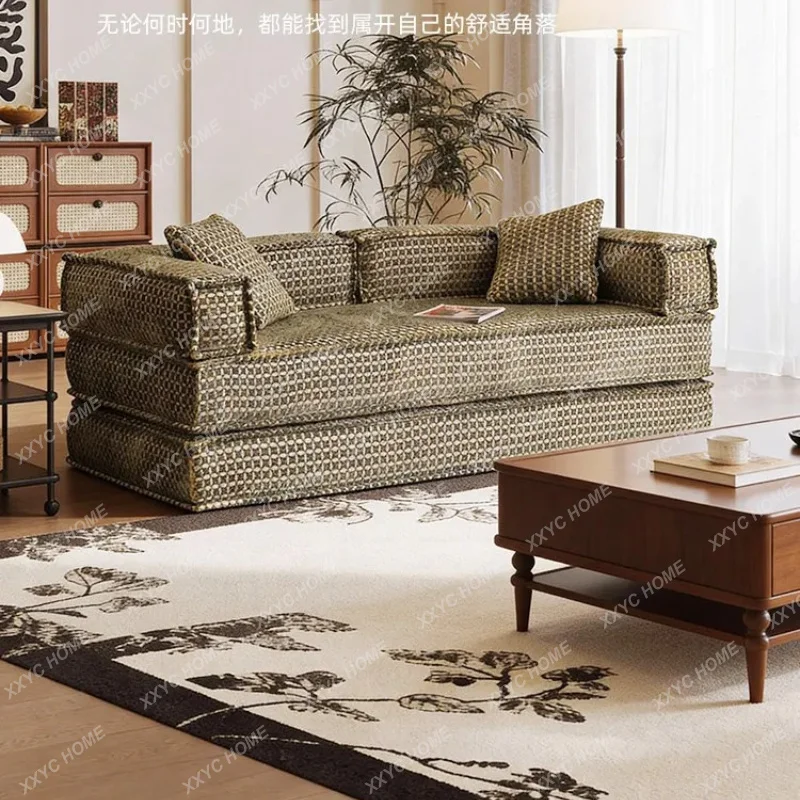 XX  retro sofa bed living room small apartment medieval apartment woven lattice module folding fabric sofa