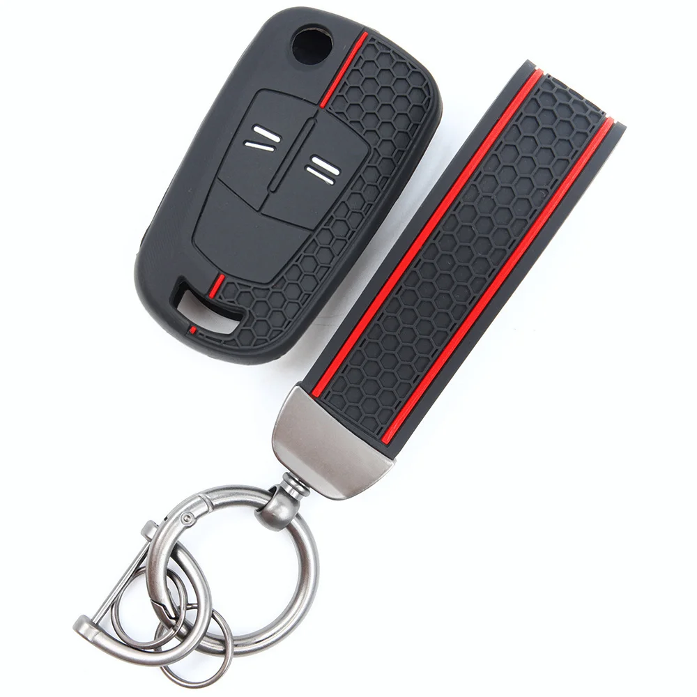 For Opel Astra Zafira Corsa Vectra Meriva Insignia Silicone Car Key Fob Cover Lanyard Key Ring Precise Fit Full Coverage