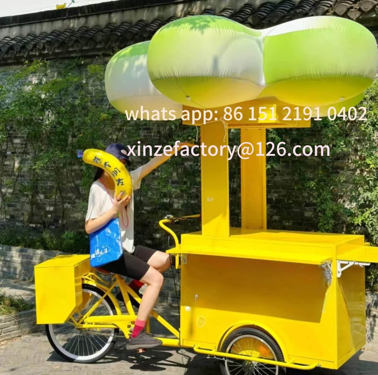 Customizable night market upside down donkey stall tricycle coffee milk tea dining car ice cream promotion mobile display cart view 2