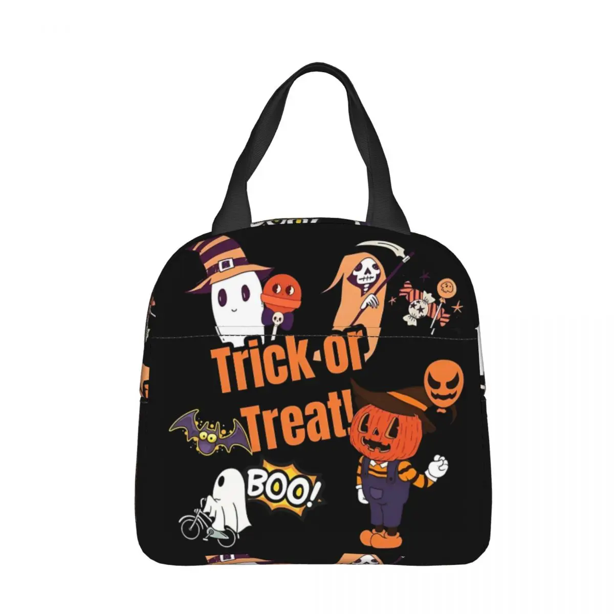 Halloween Trick Or Treat Insulated Lunch Bag Cooler Bag Lunch Pumpkim Ghost High Capacity Tote Lunch Box Men Women Office Picnic