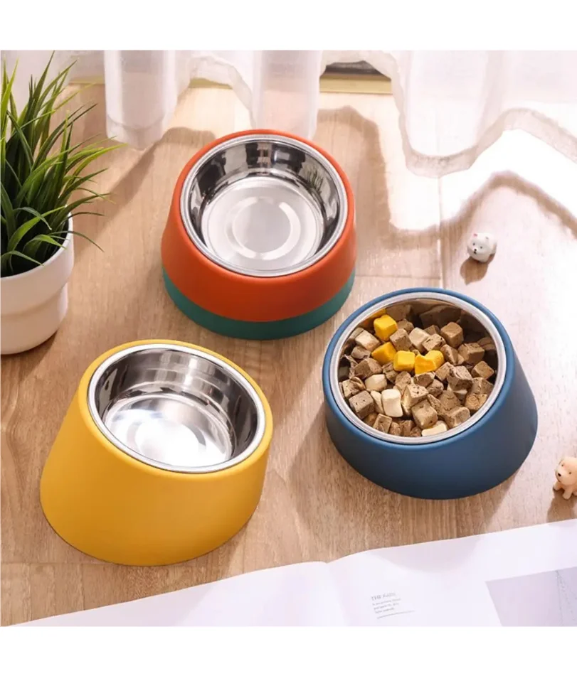 

Anti Rollover Dog Feeder New Anti Overturning Large Capacity Neck Protection Bowl Durable Stainless Steel Cat Bowl