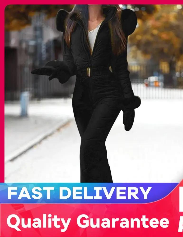 

Зимний комбинезон для сноуборда, женский уличный комбинезон с капюшоном, ветрозащитный, водонепроницаемый лыжный костюм для сноубординга, походов, женский лыжный костюм