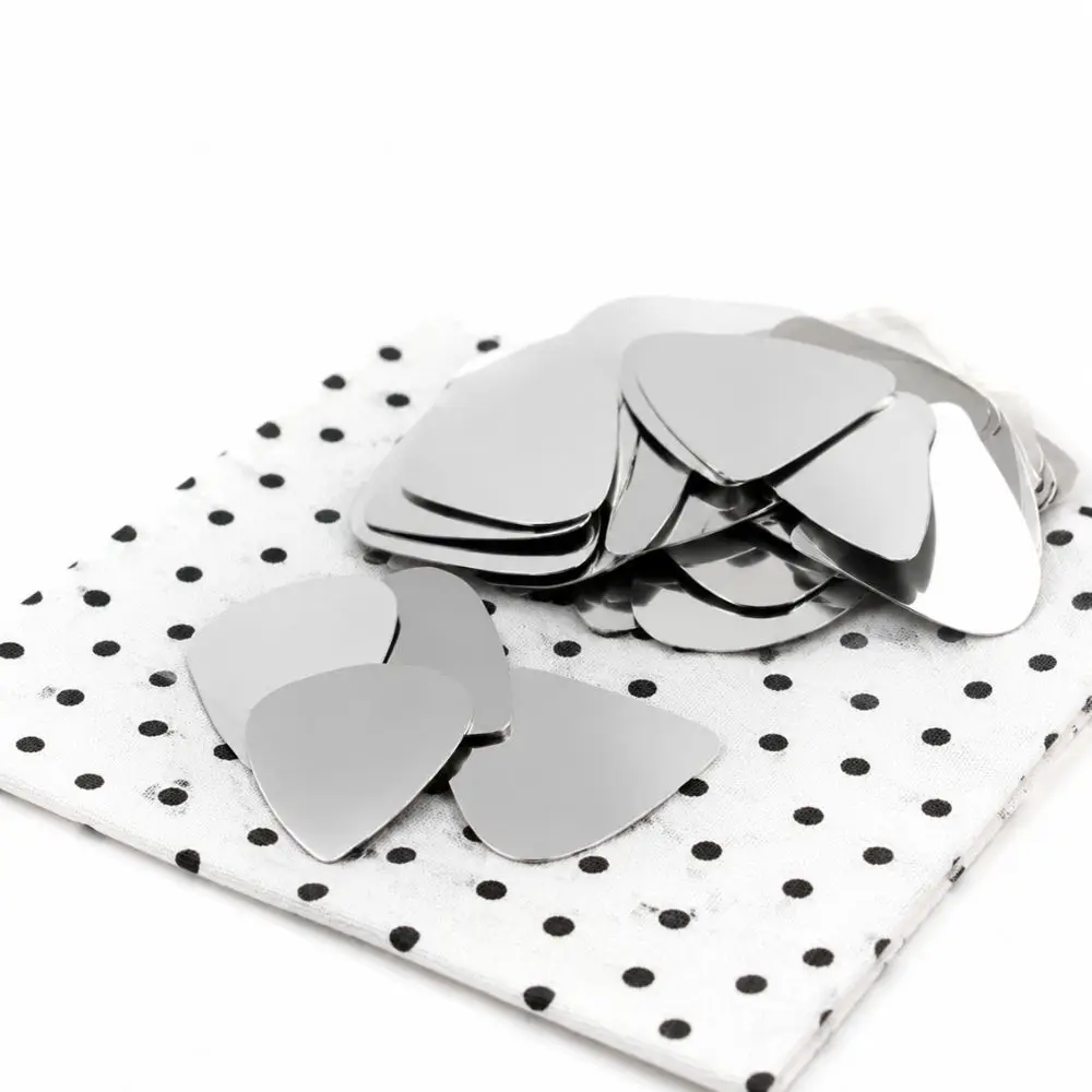 12pcs DIY Engraving Blank Metal Guitar Picks Stainless Steel Smooth Plectrum for Acoustic Electric Ukulele YMY
