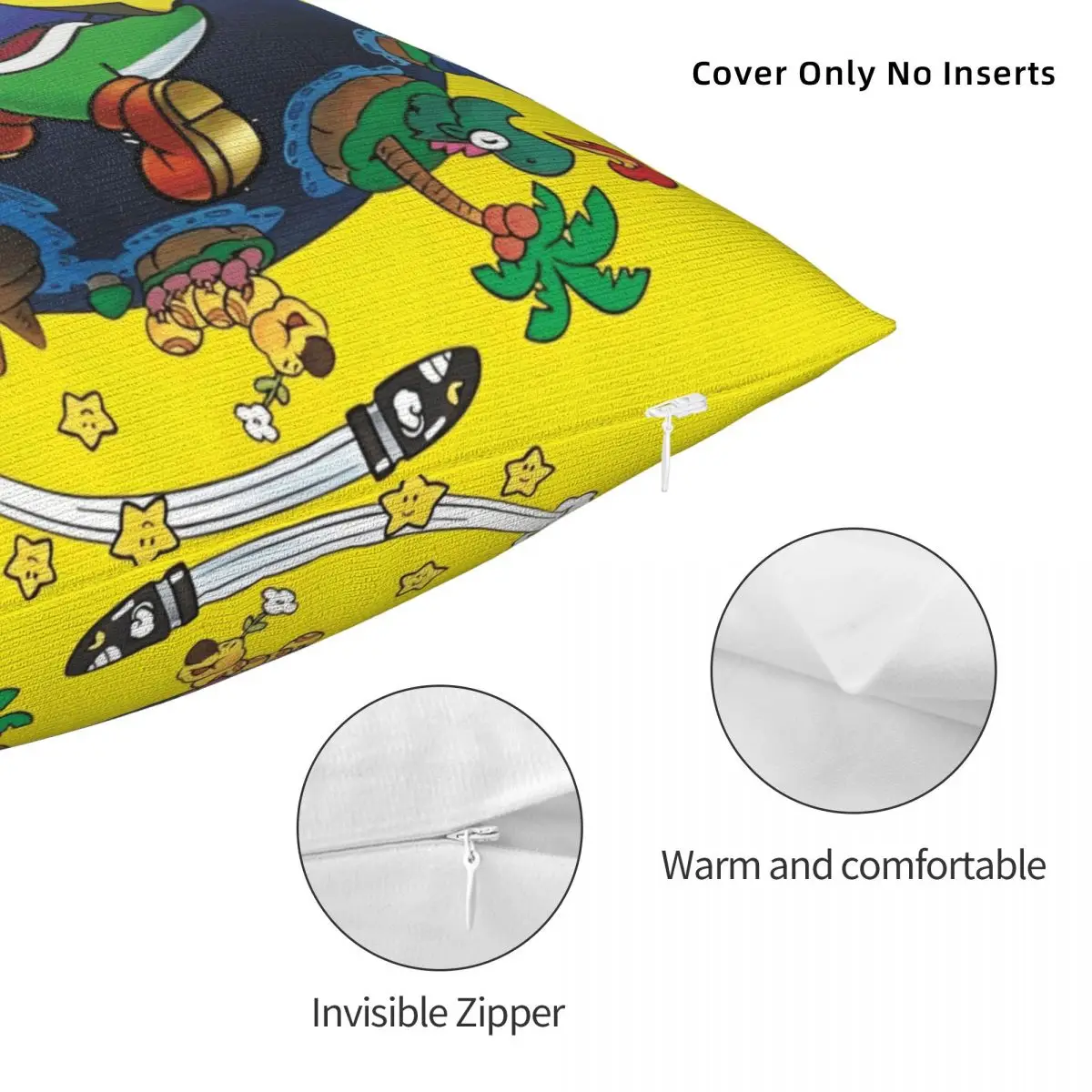 سوبر ماريوس وورلد (1990) أكياسها غطاء وسادة فائق رهيبة انغلق ديكور وسادة للسيارة 45x45 سنتيمتر #6