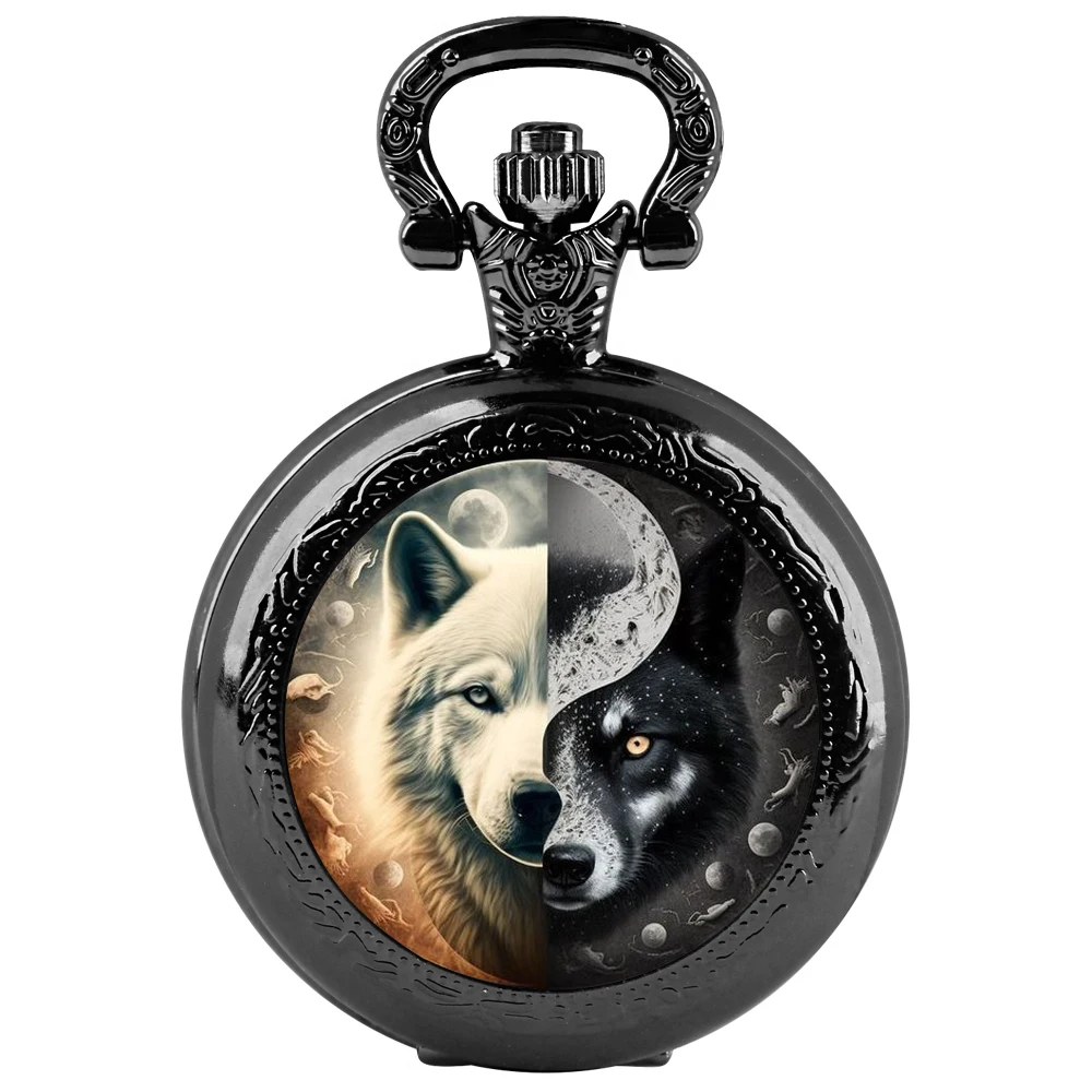 Wolf Dance - Creative glass patch quartz pocket watch, a combination of fashion and art