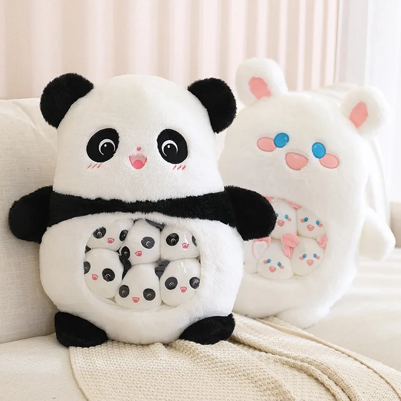 New Plush Pudding Bag Candy Bag Mini Balls Panda Koala Capybara Yellow Bear Dolls Animals Plush Pillow Birthday Gift for Kids