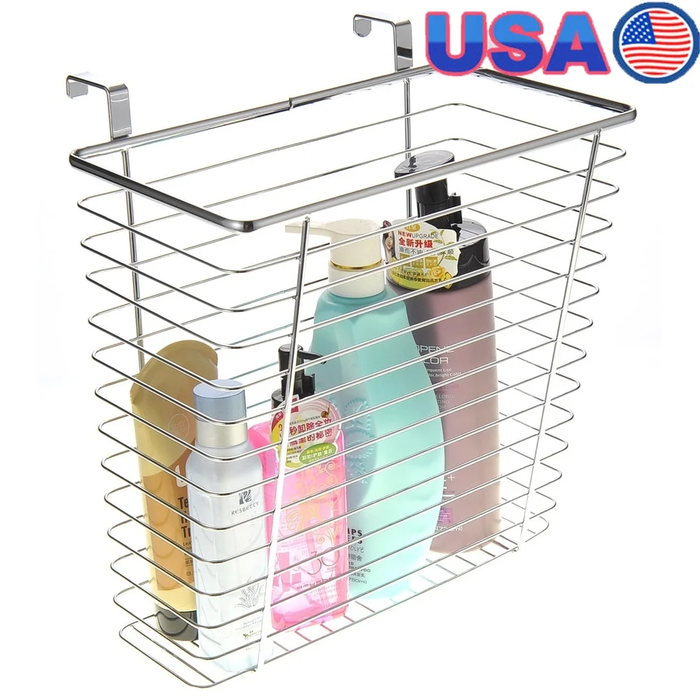 

Chrome Cabinet Wastebasket Storage Basket Portable Design Easy Assembly Kitchen Restroom Trash Container Space Saver