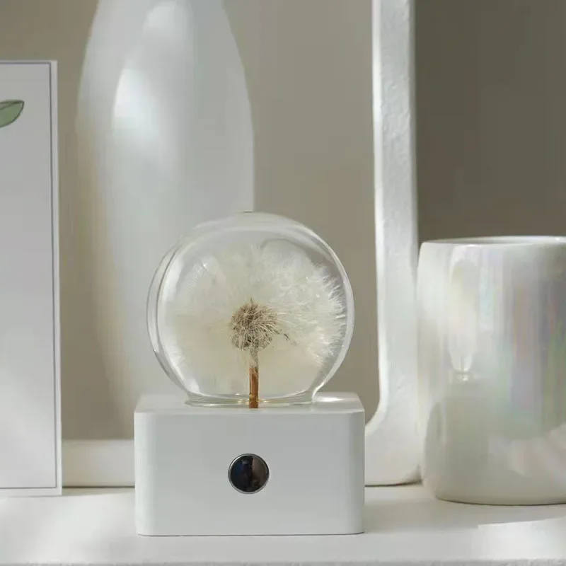 White base dandelion ornament, solid wood resin handicraft ornament