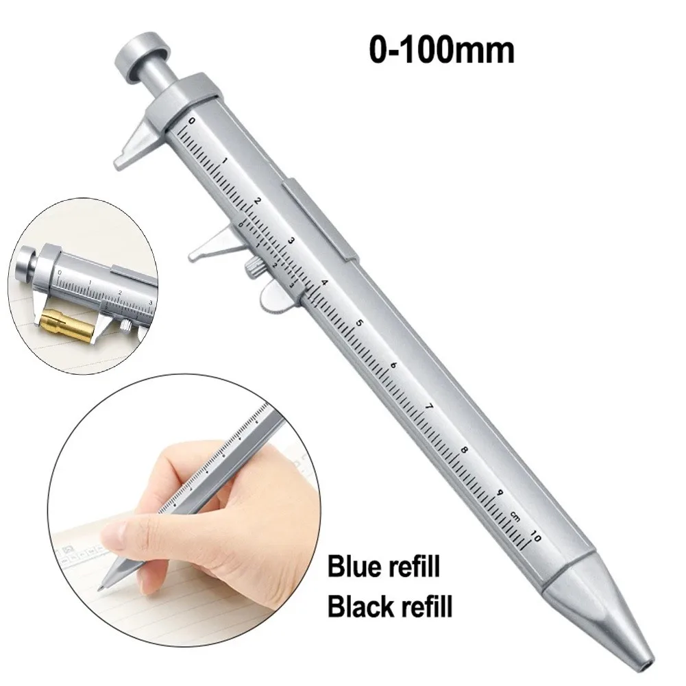 1pc Vernier Caliper Pen Multifunction 0.5mm Gel Ink Pen 2in1 Vernier Caliper Vernier Caliper 0-100mm Stationery