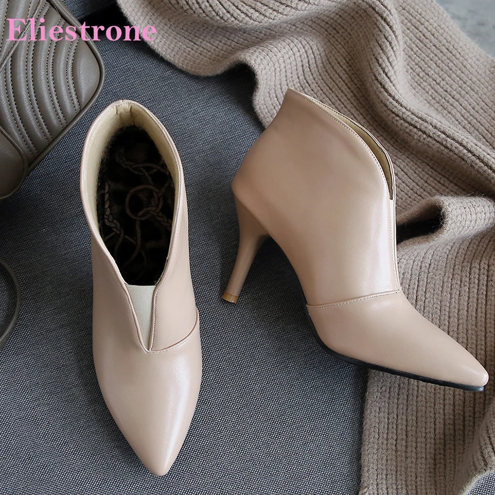 

Winter New Glamour Apricot Green Women Ankle Boots Soft High Heels Office Lady Shoes Plus Small Big Small Size 11 32 42 46 48