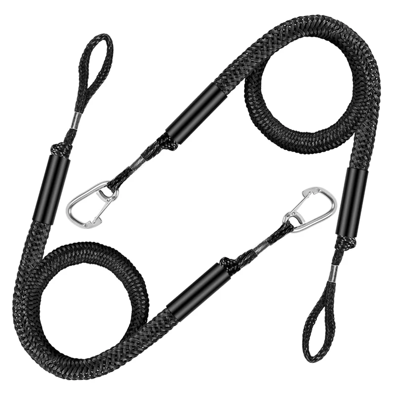 

Heavy Duty 4 Feet Bungee Dock Lines For Boats, 2PCS Mooring Rope With Stainless Steel Clip For Jet Ski, Pontoon