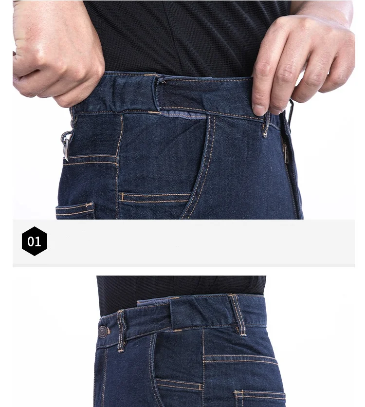 Men\'s Tactical Jeans Cargo Pants Summer Thin Elastic Multi Pockets Business Casual Work Trousers Outdoor Sports Denim Pants