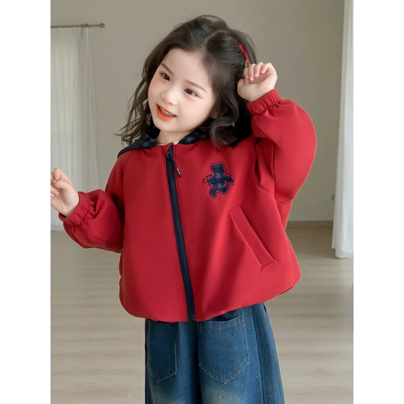 

Girls' Trench Coat2025Spring and Autumn New Fashionable Children's Casual Zipper Jacket for Girls