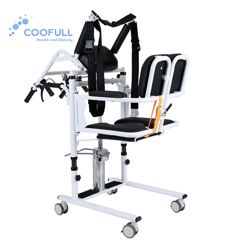 Coolfull Manual Elderly Transfer Chair with Back Harness Braking Casters Commode Function for Rehabilitation Equipment