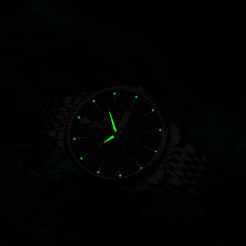 남성용 럭셔리 손목 시계, 방수 발광 주간 날짜 시계, 스테인레스 스틸, 석영 시계, 남성용 패션